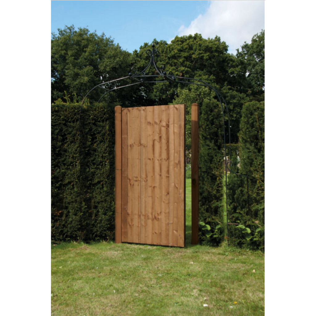 Brown Treated timber Featheredge Garden Gate in a garden