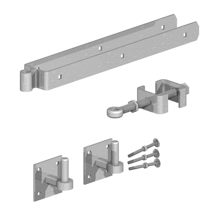 Galvanised Silver 24 inch Adjustable Hook On Plate Hinge Set