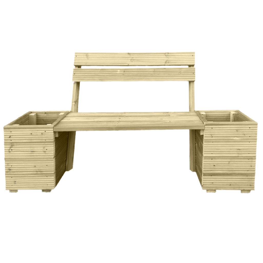 Planter and Bench Combination With Backrest built with timber decking