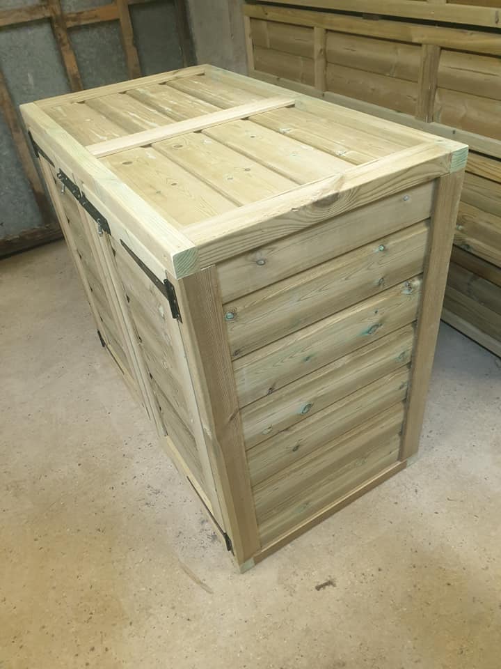 Pressure Treated Timber Lockable Wheelie Bin Storage Unit