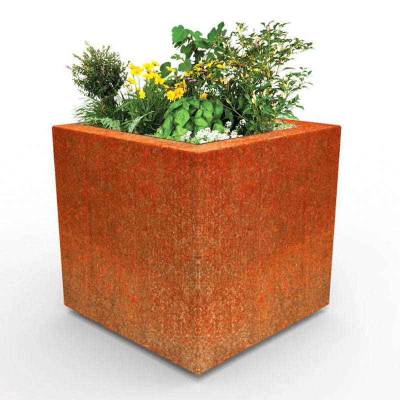 Metal Corten Cube Planter