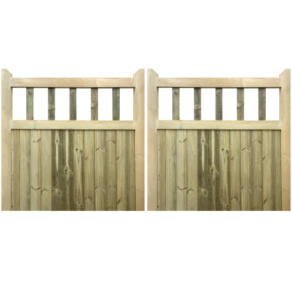 Pair of Cottage Style timber Mortise & Tenon Redwood Entrance Gates