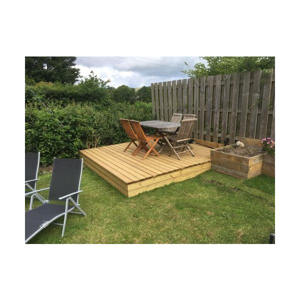 Pressure Treated Redwood timber Decking Kit With Patio Furniture
