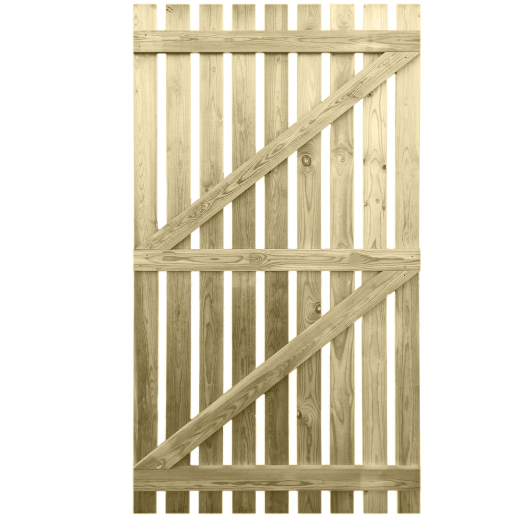 6 foot Treated timber Picket flat top Garden Gate, image shows the back of the gate