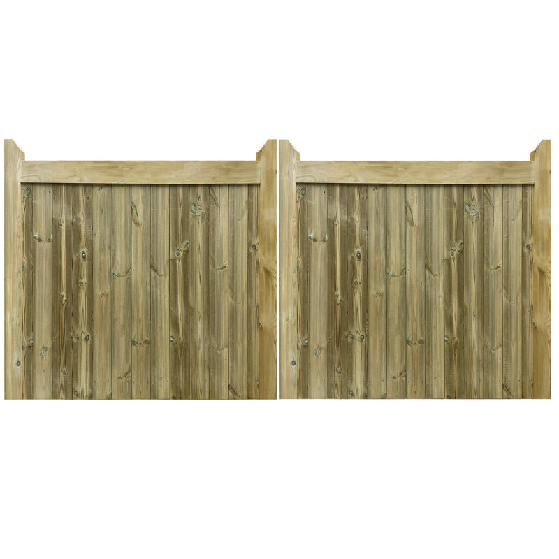 Pair Of Highampton Mortise & Tenon Treated Redwood Driveway Gates