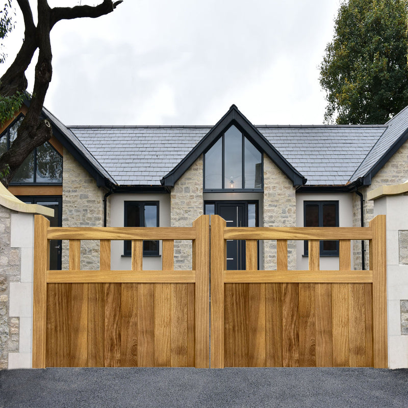 Iroko Cottage Mortise & Tenon Entrance Gates (Pair)