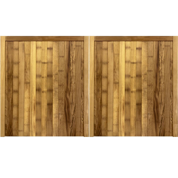 Iroko timber Croyde style mortise and tenon pair of entrance gates