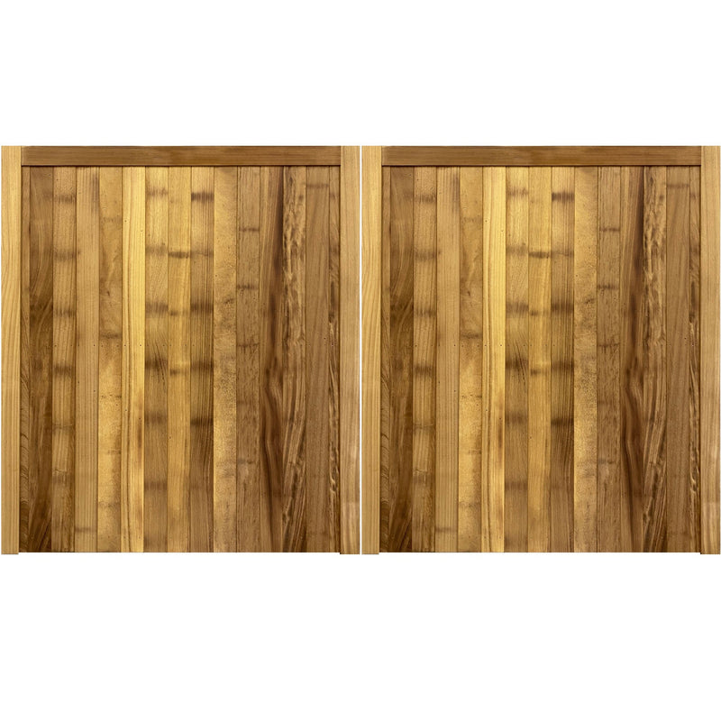 Iroko timber Croyde style mortise and tenon pair of entrance gates