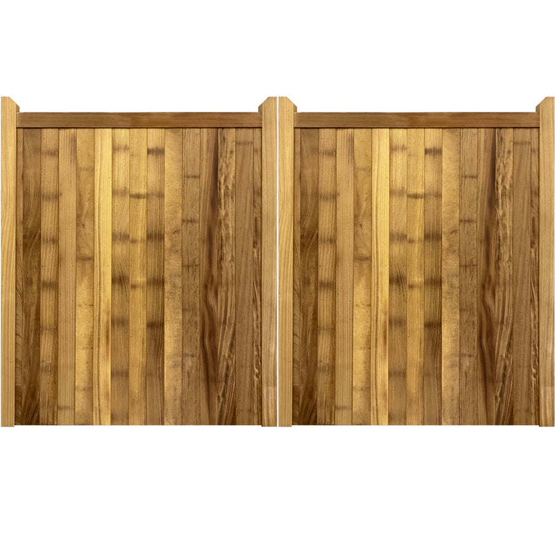 Iroko timber Highampton style mortise and tenon pair of entrance gates