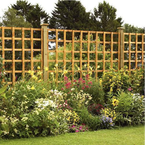 Heavy Duty timber Treated Square Trellis Panel in a garden